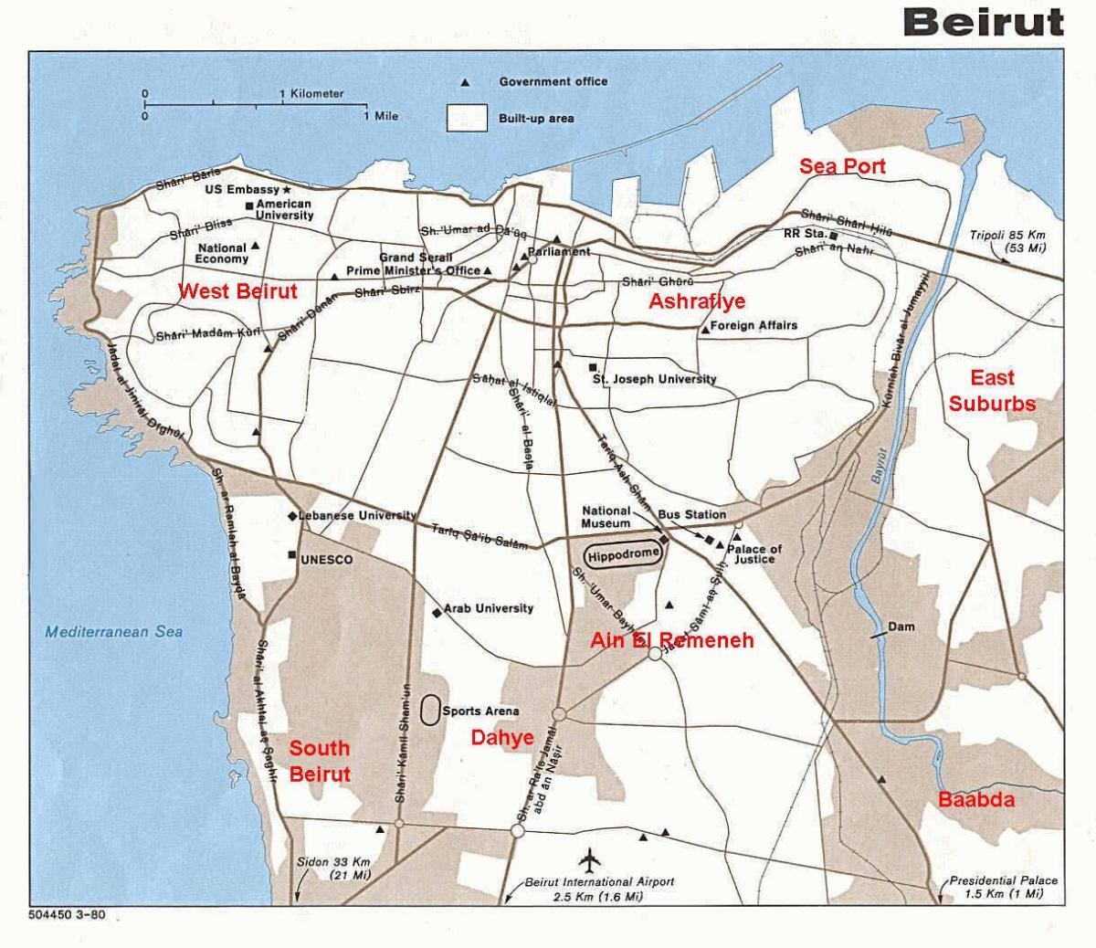کا نقشہ بیروت لبنان
