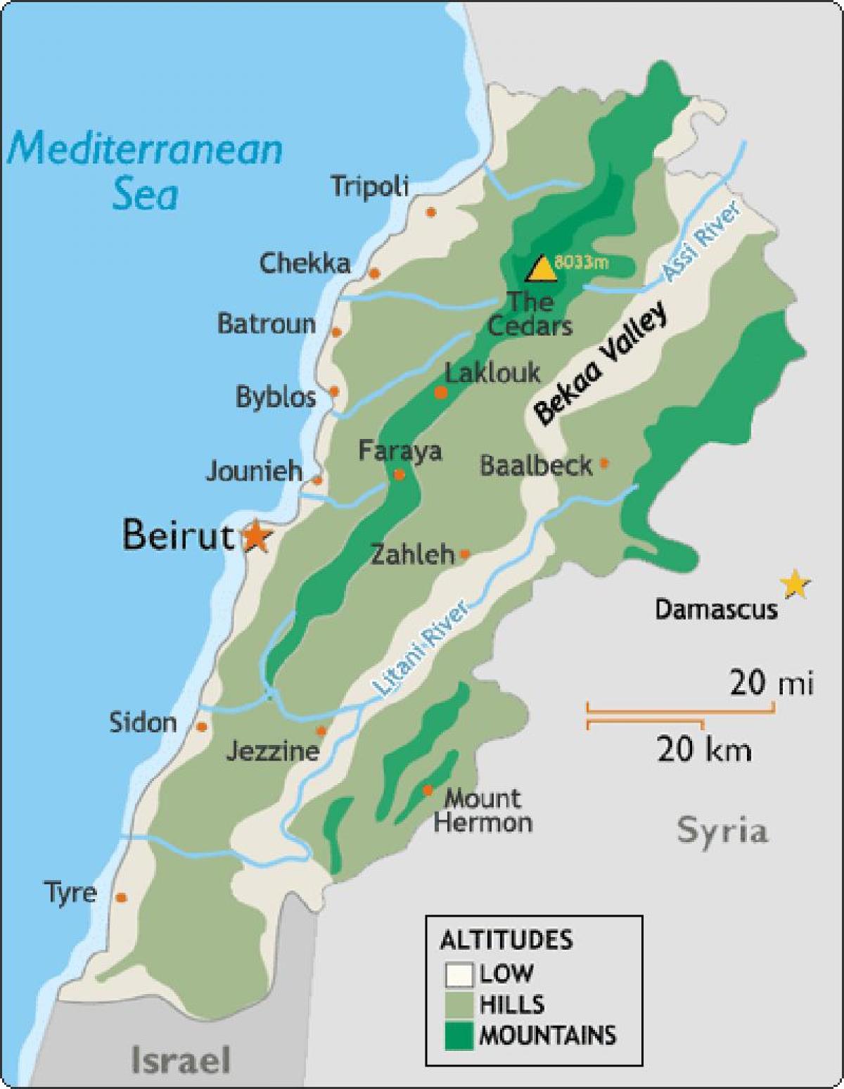 نقشہ لبنان کے آب و ہوا