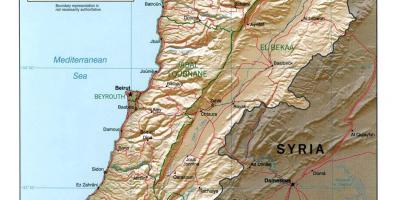 نقشہ لبنان کے topographic